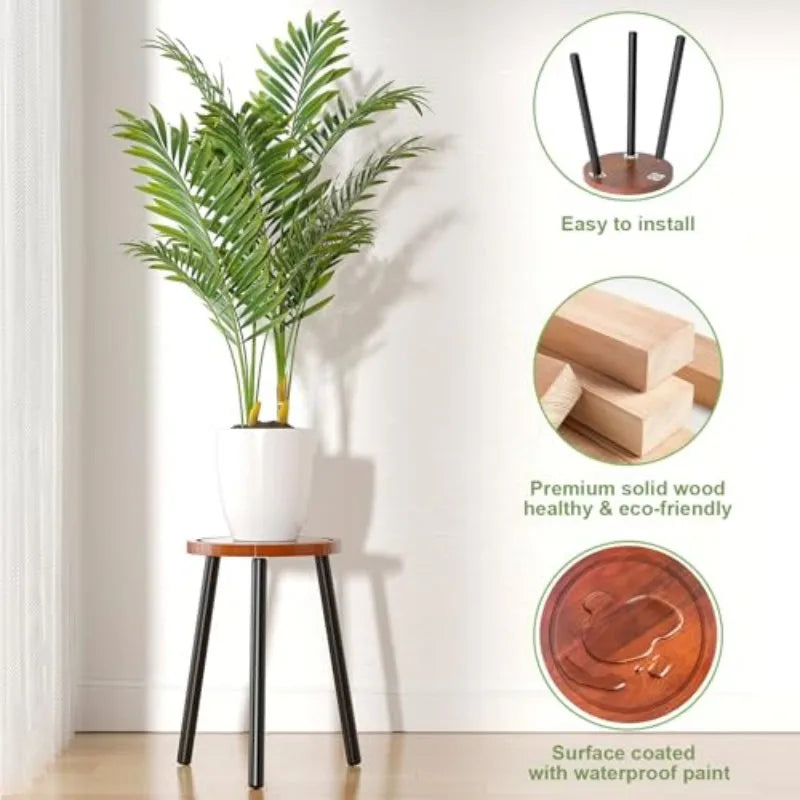 Set Of 2 Wooden Plant Stands, 16.7" Tall Plant Stand Indoor, Outdoor, Plant Stool....