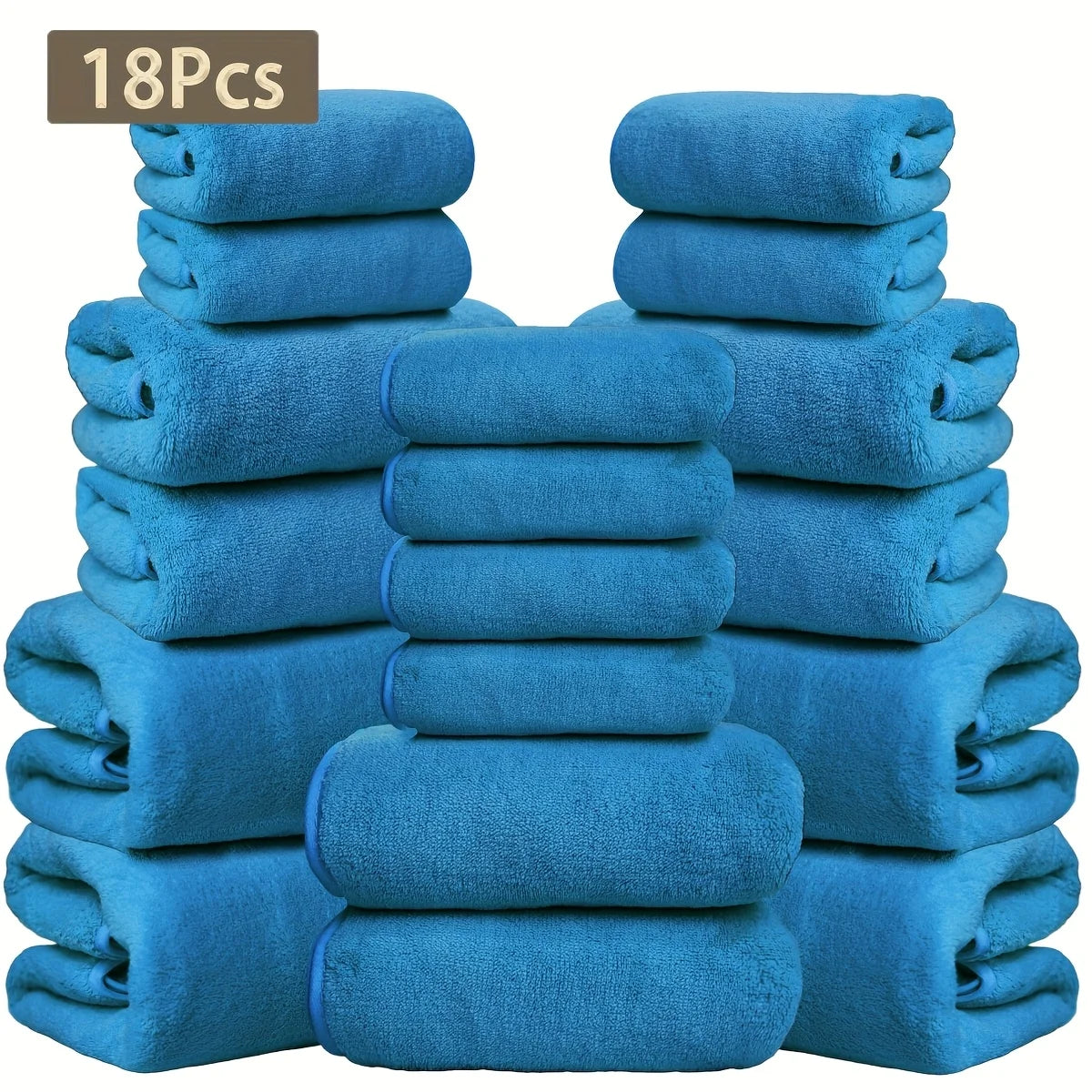 15 Colors, 18-Piece Coral Fleece Bath Towel Set, 4 Bath Towels 4 Hand Towels 10 Washcloths, Ultra Soft Plush Bathroom Towels Set....