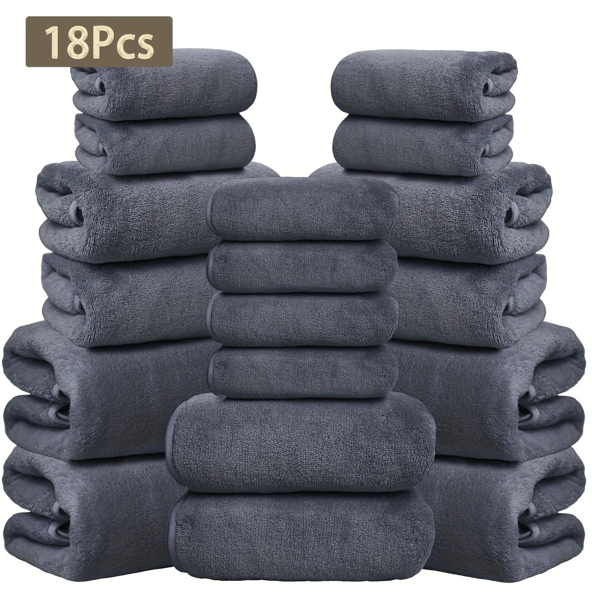 15 Colors, 18-Piece Coral Fleece Bath Towel Set, 4 Bath Towels 4 Hand Towels 10 Washcloths, Ultra Soft Plush Bathroom Towels Set....
