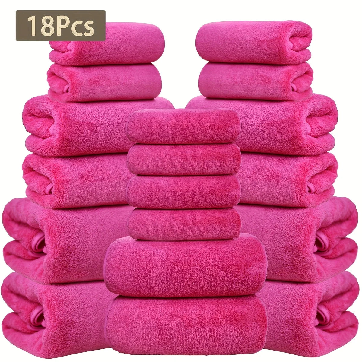 15 Colors, 18-Piece Coral Fleece Bath Towel Set, 4 Bath Towels 4 Hand Towels 10 Washcloths, Ultra Soft Plush Bathroom Towels Set....