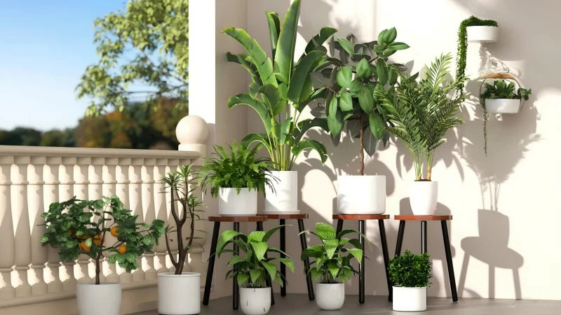 Set Of 2 Wooden Plant Stands, 16.7" Tall Plant Stand Indoor, Outdoor, Plant Stool....