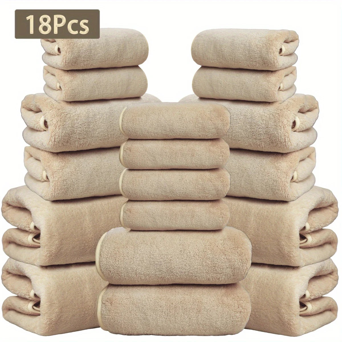 15 Colors, 18-Piece Coral Fleece Bath Towel Set, 4 Bath Towels 4 Hand Towels 10 Washcloths, Ultra Soft Plush Bathroom Towels Set....