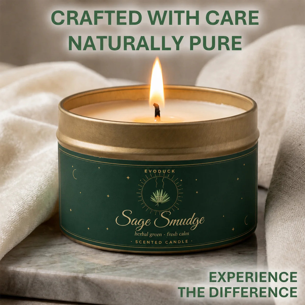 4 Pack Candle Set 2 Sage Smudge 2 Palo Santo Soy Wax Scented Candles in Gold Travel Tin 20H+ Burn......