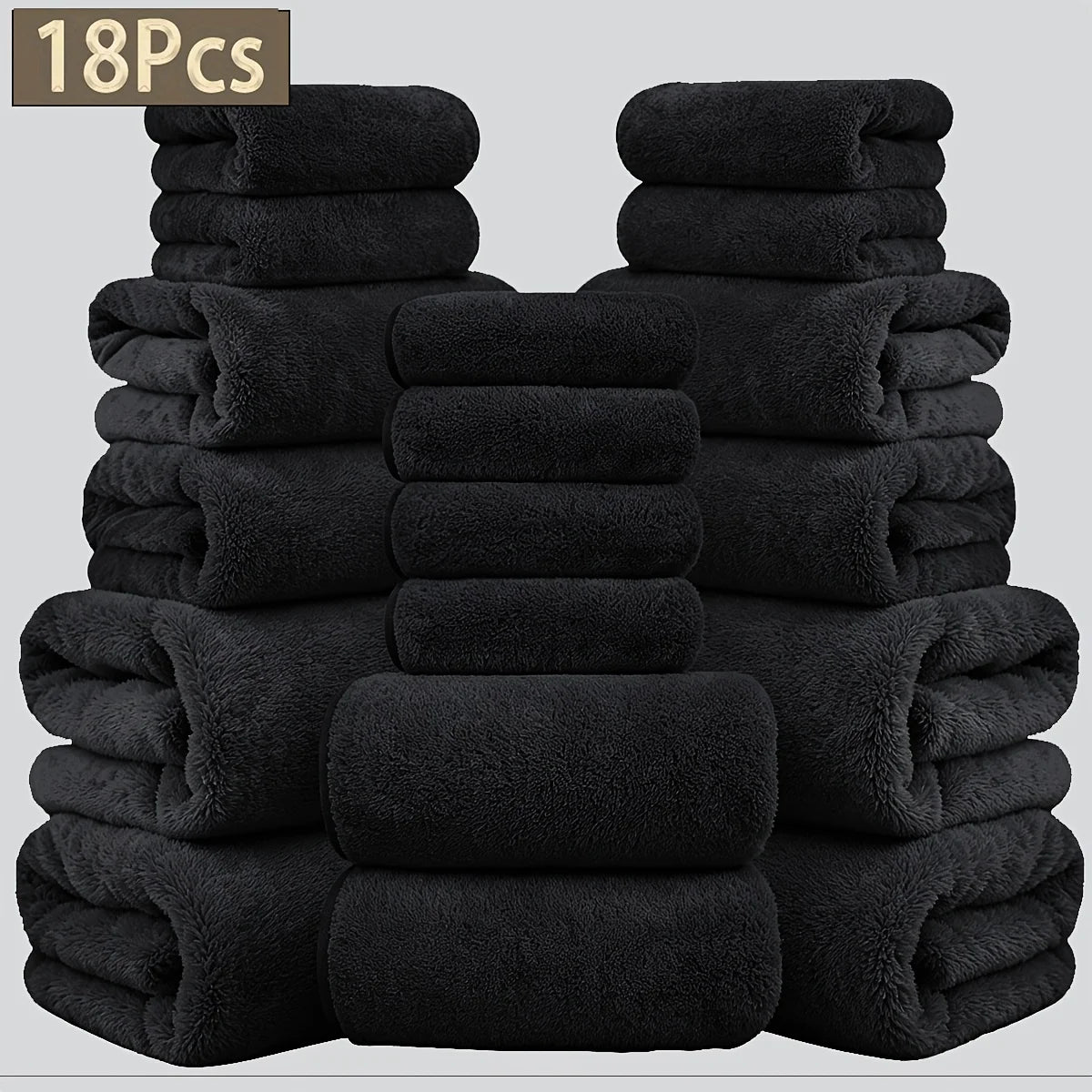 15 Colors, 18-Piece Coral Fleece Bath Towel Set, 4 Bath Towels 4 Hand Towels 10 Washcloths, Ultra Soft Plush Bathroom Towels Set....