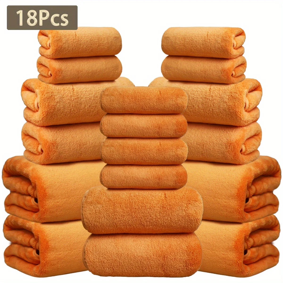 15 Colors, 18-Piece Coral Fleece Bath Towel Set, 4 Bath Towels 4 Hand Towels 10 Washcloths, Ultra Soft Plush Bathroom Towels Set....