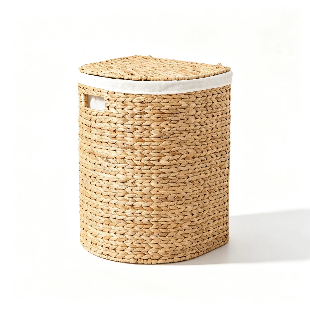 Water Hyacinth Woven Wicker Half‑Circle Laundry Hamper, Anti‑Mildew, 16.9×13.8×20.5 Inch