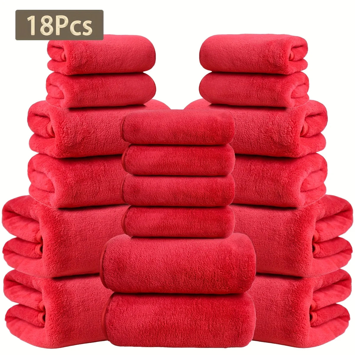 15 Colors, 18-Piece Coral Fleece Bath Towel Set, 4 Bath Towels 4 Hand Towels 10 Washcloths, Ultra Soft Plush Bathroom Towels Set....