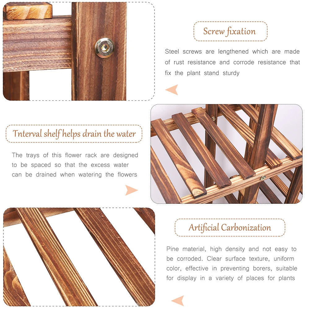 6 Tiered Wooden Plant Flower Stand, Indoor Outdoor....