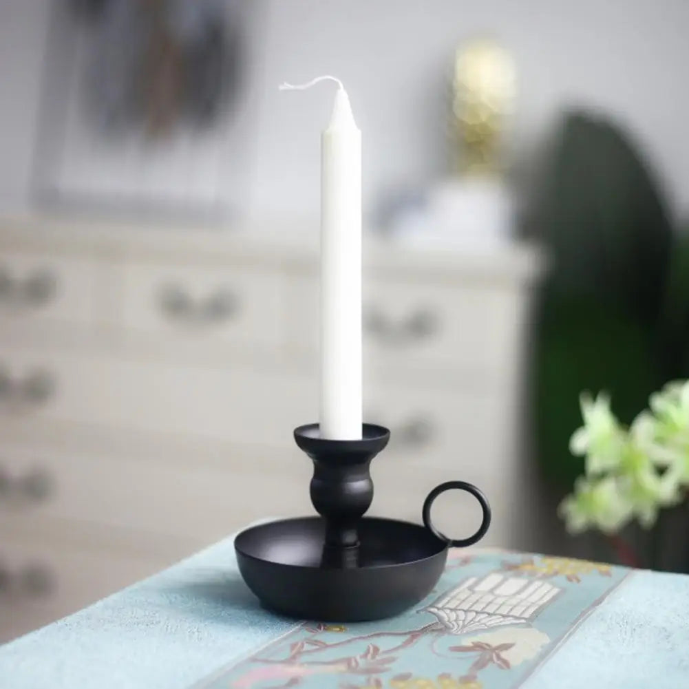 Black Candle Holder Wrought Iron With Vintage Charm.....