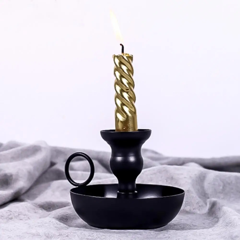 Black Candle Holder Wrought Iron With Vintage Charm.....