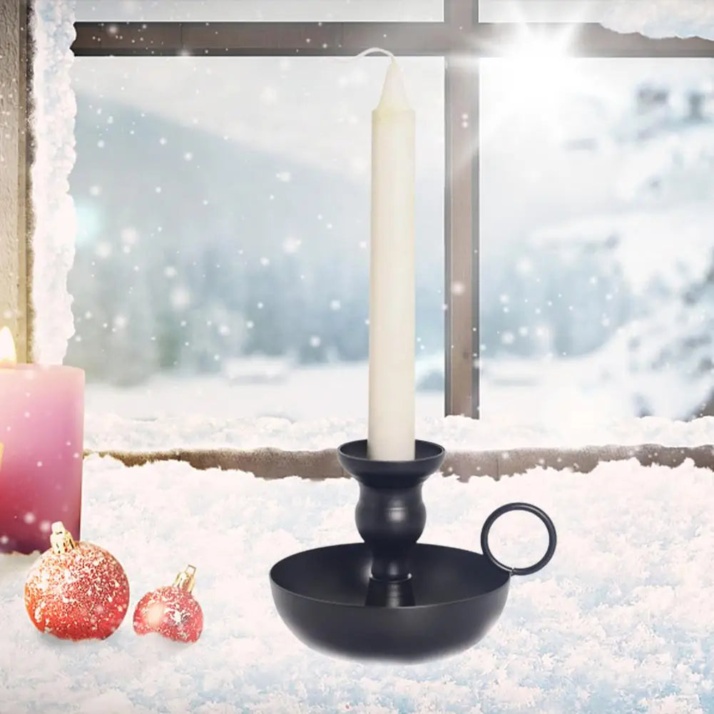 Black Candle Holder Wrought Iron With Vintage Charm.....