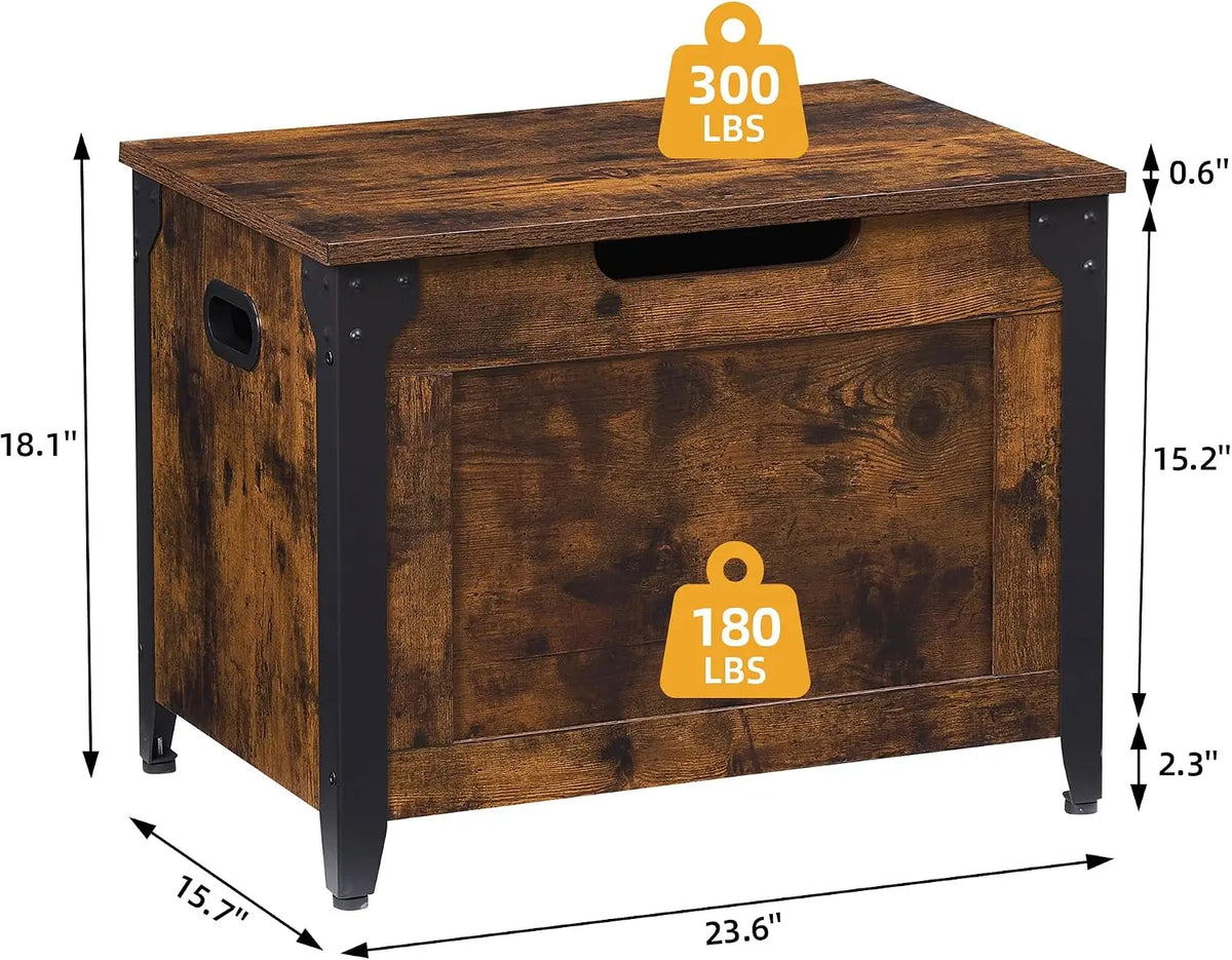 Wooden Storage Trunk with Metal Frame 300lb Weight Capacity