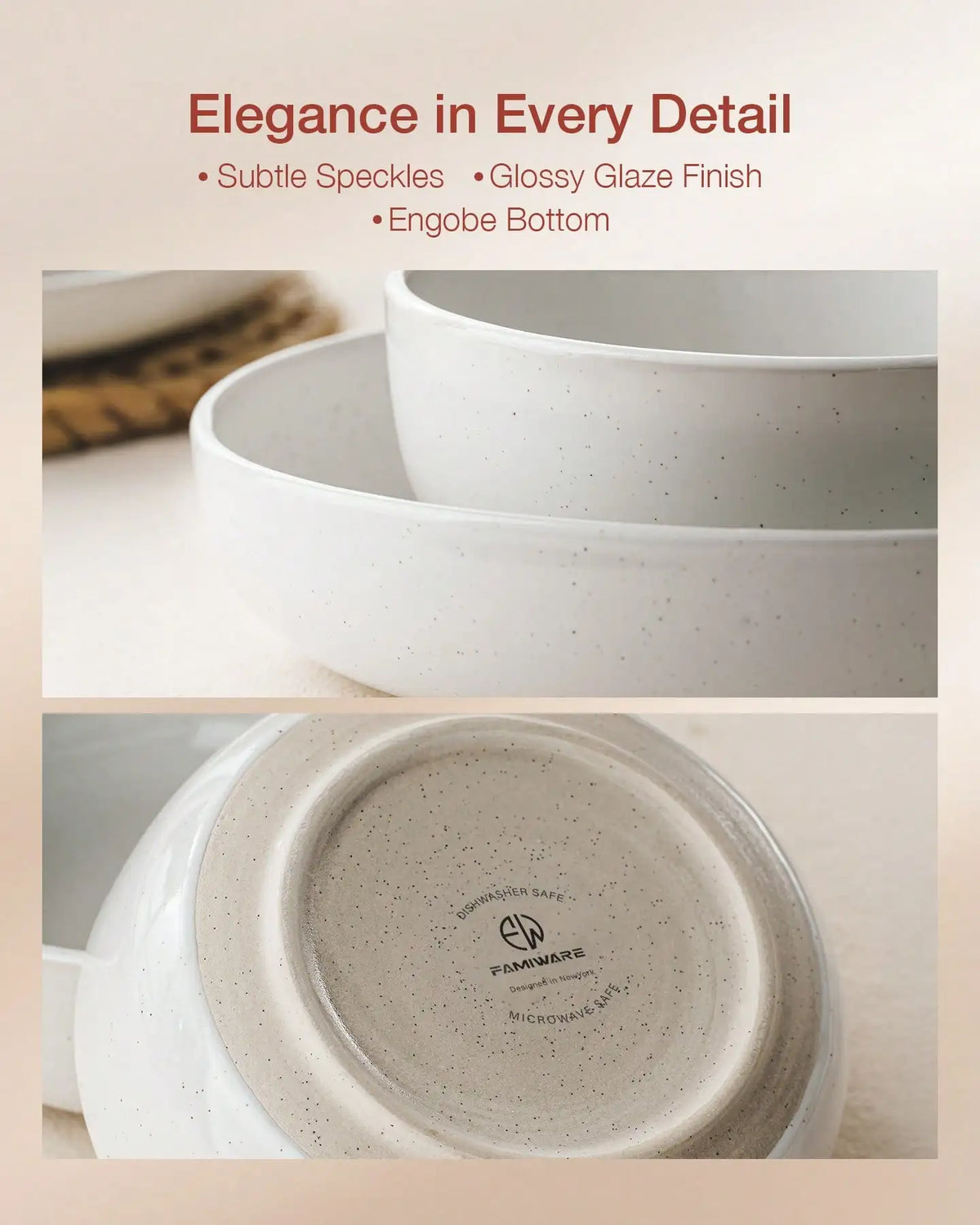 Dinnerware Set For 4 Off White Speckled Glazed Ceramic Stoneware 12 Pieces Plates And Bowls Set Microwave Safe.....