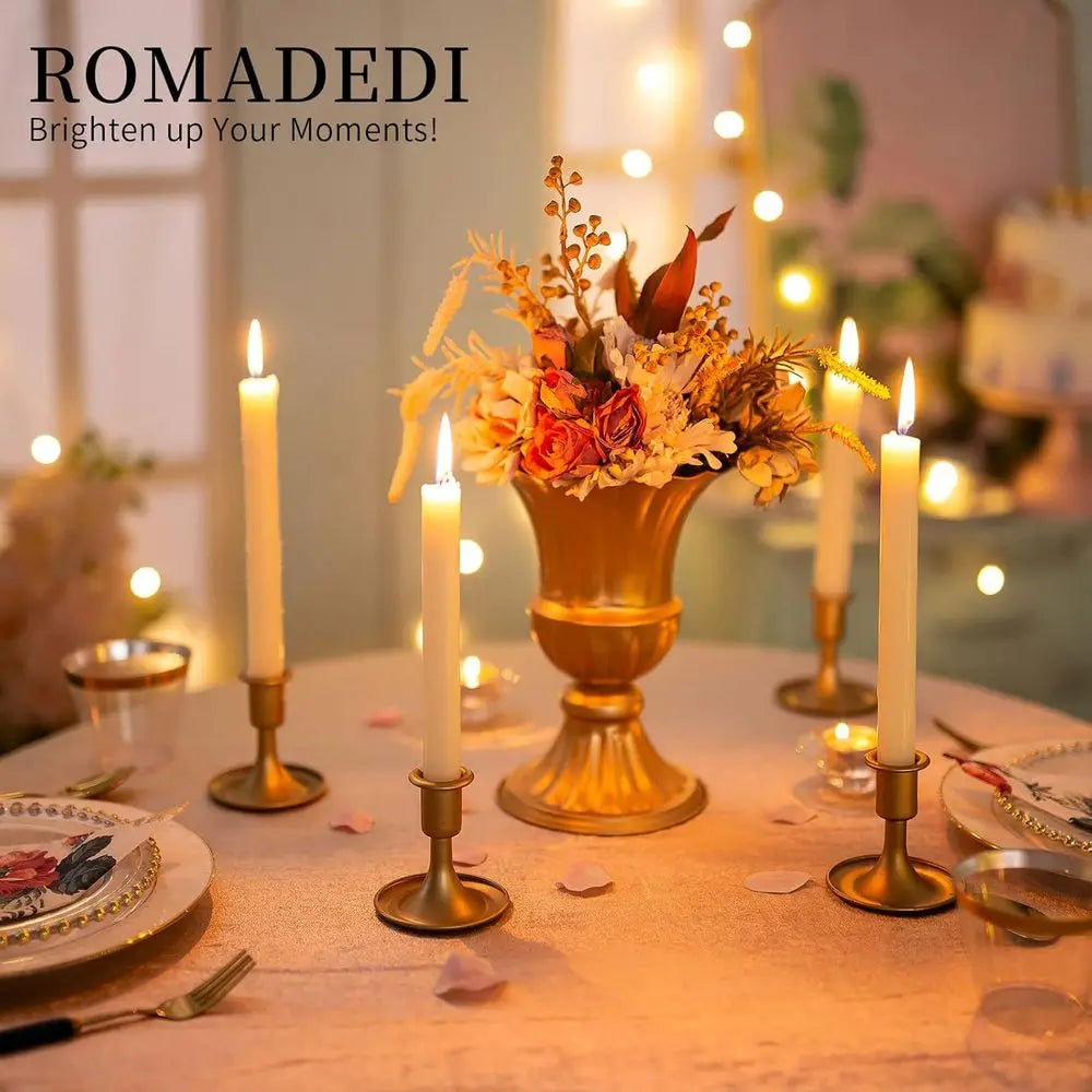 Set of 2 Gold Taper Candle Holders, 3.3 In High B 3.2 Wide.....