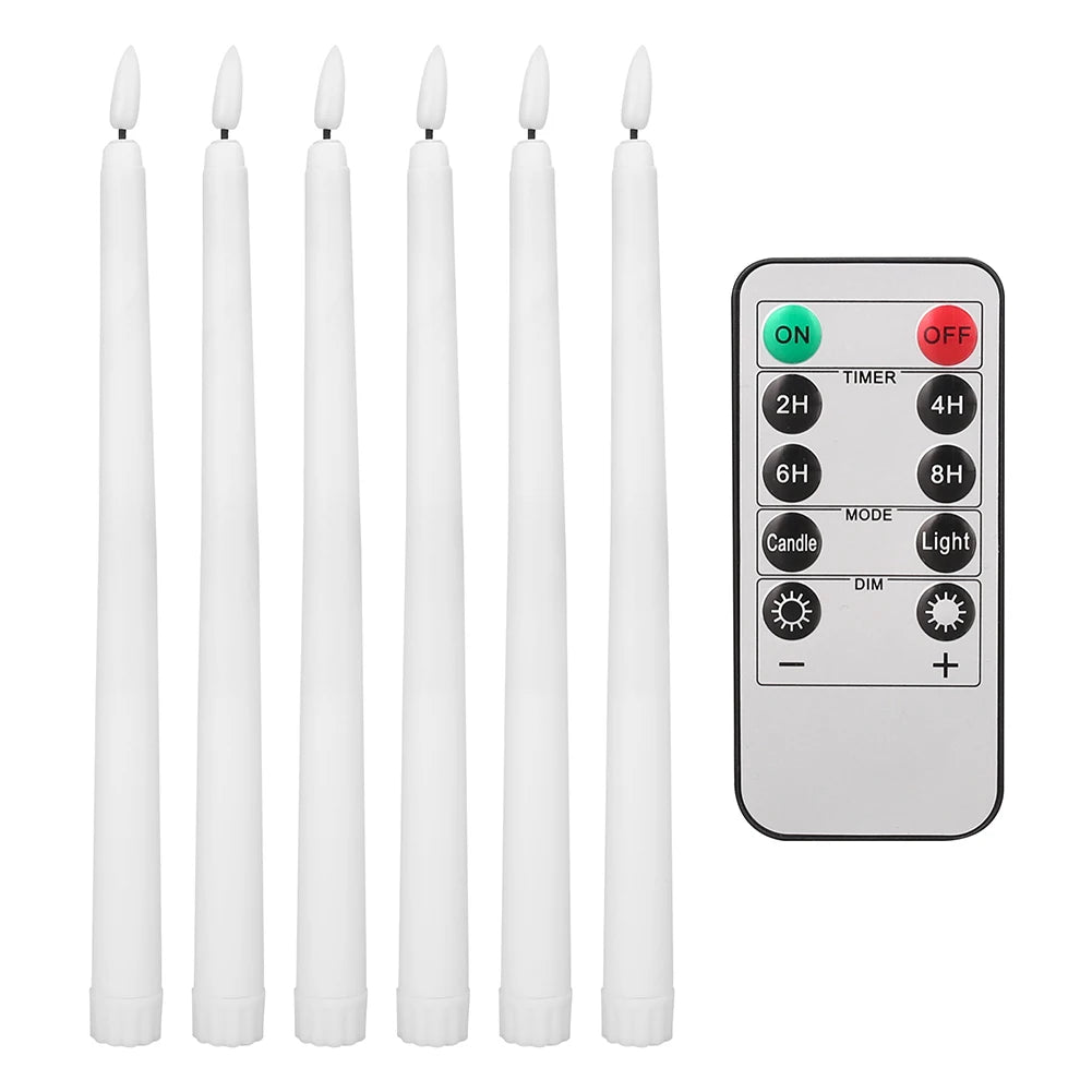 12/6 PCS. Flameless Taper Candles with Remote Control Flickering LED Candles, White, Cream Takes 2 AAA Battery's