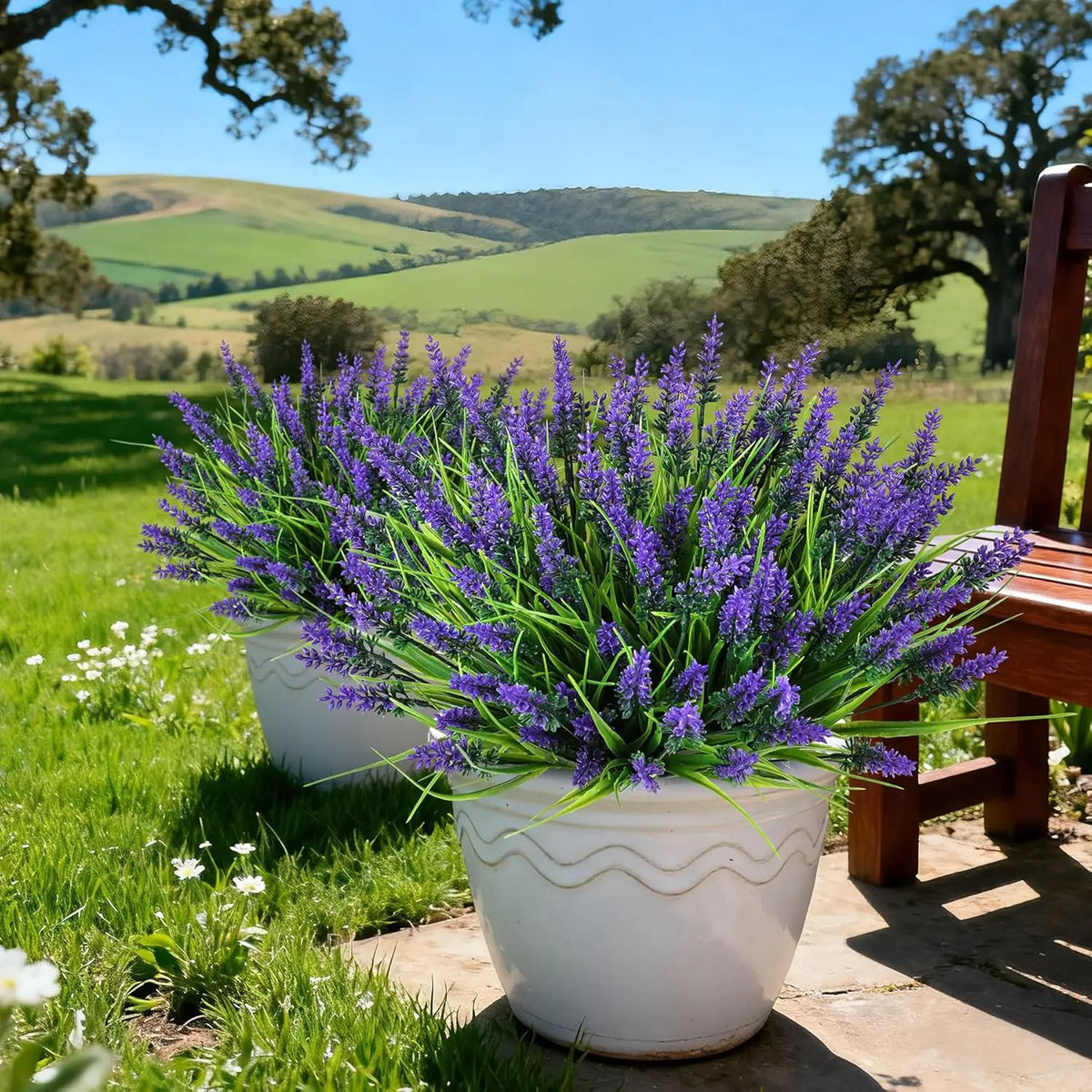 8/16-Pieces Real Touch Lavender Artificial Flower , UV-Resistant for Outdoor