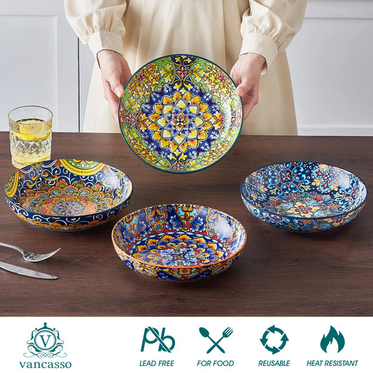 4/8 Piece Ceramic Bowls 42 Oz Dishwasher Oven Safe