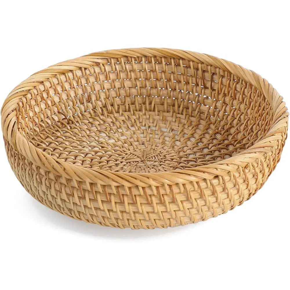 Natural Rattan Handwoven Bread Basket (Espresso Brown)....