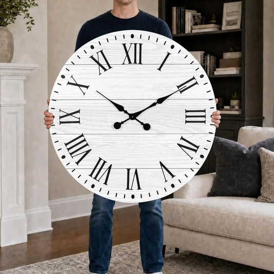 Farmhouse Wall Clock, Shiplap Design, Large, 4 Colors, 3 sizes, AA Battery Needed....