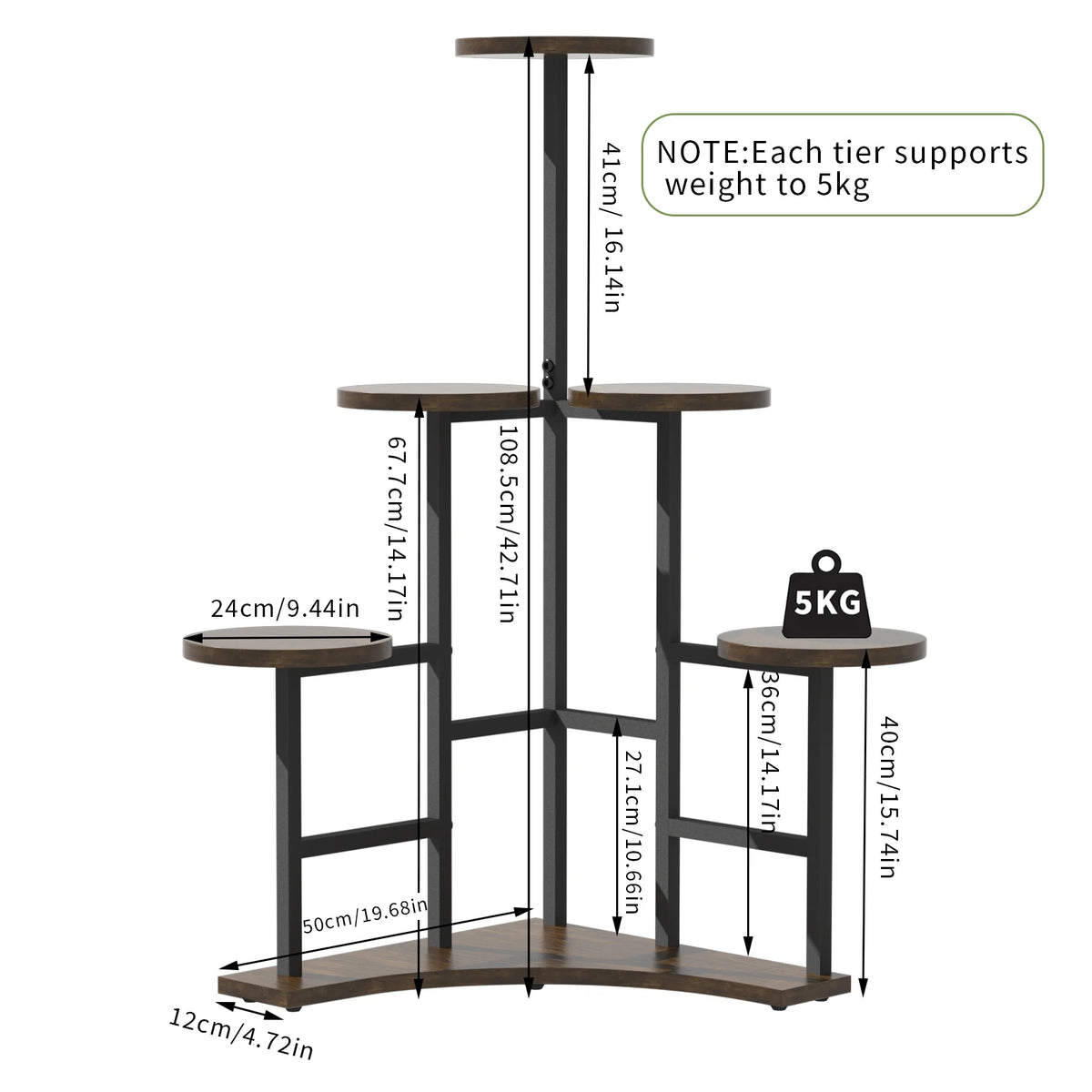 5 Tiered Tall Corner Plant Stand.....