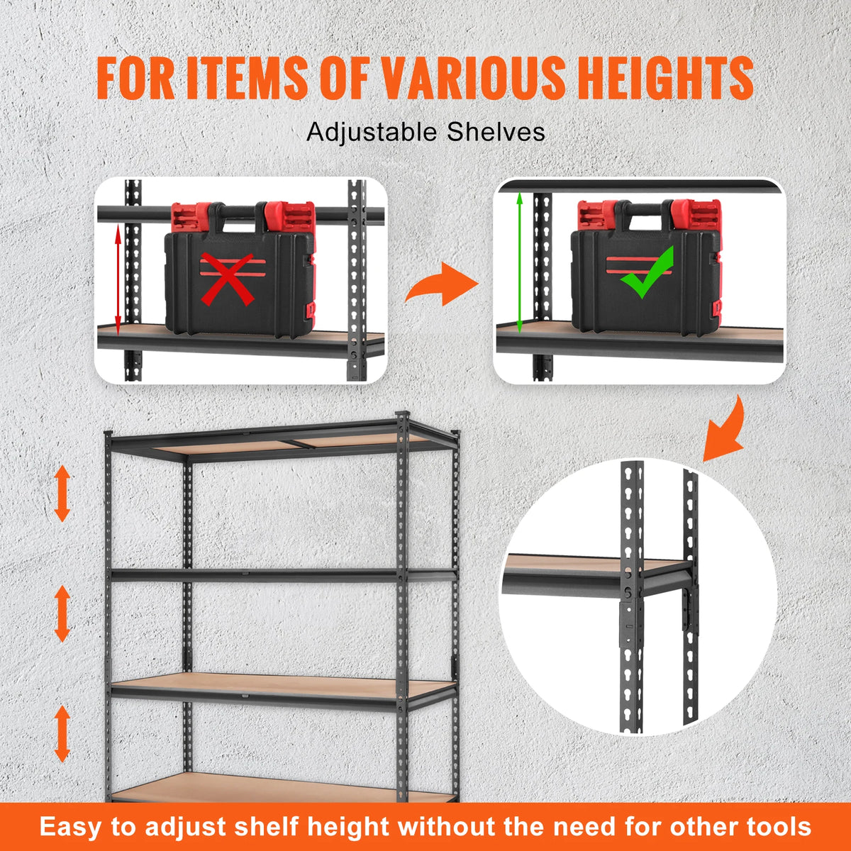 5 Layers Standing Storage Shelving Unit Heavy Duty Metal Rack