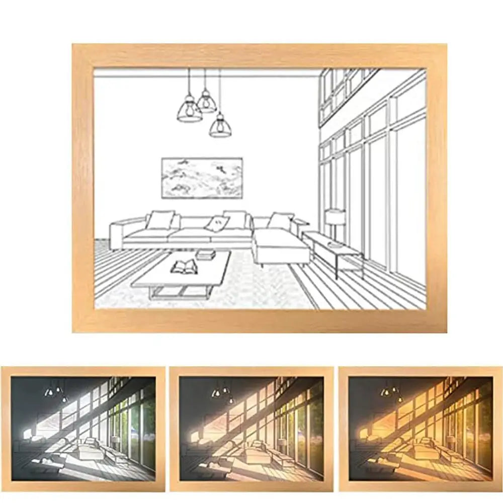 Creative Wall Art Painting, Lighting Picture Frame LED 3 Colors Night Light ....