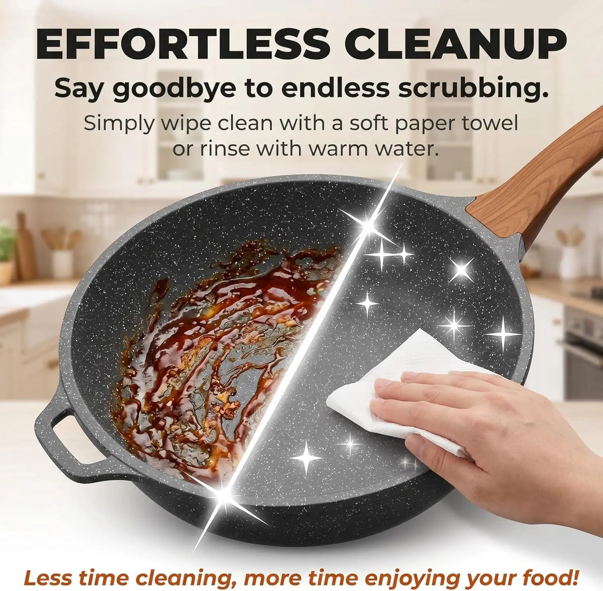 12 Inch Nonstick Granite Skillet with Lid, 5 QT Deep Frying Pan....