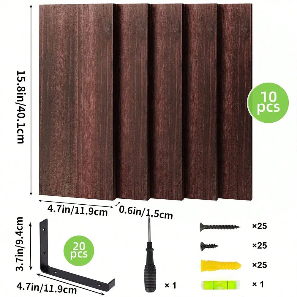 5/10Pcs Floating Shelves, 4.7 In Wide 16 Long with Invisible Brackets, Rustic Wood .......