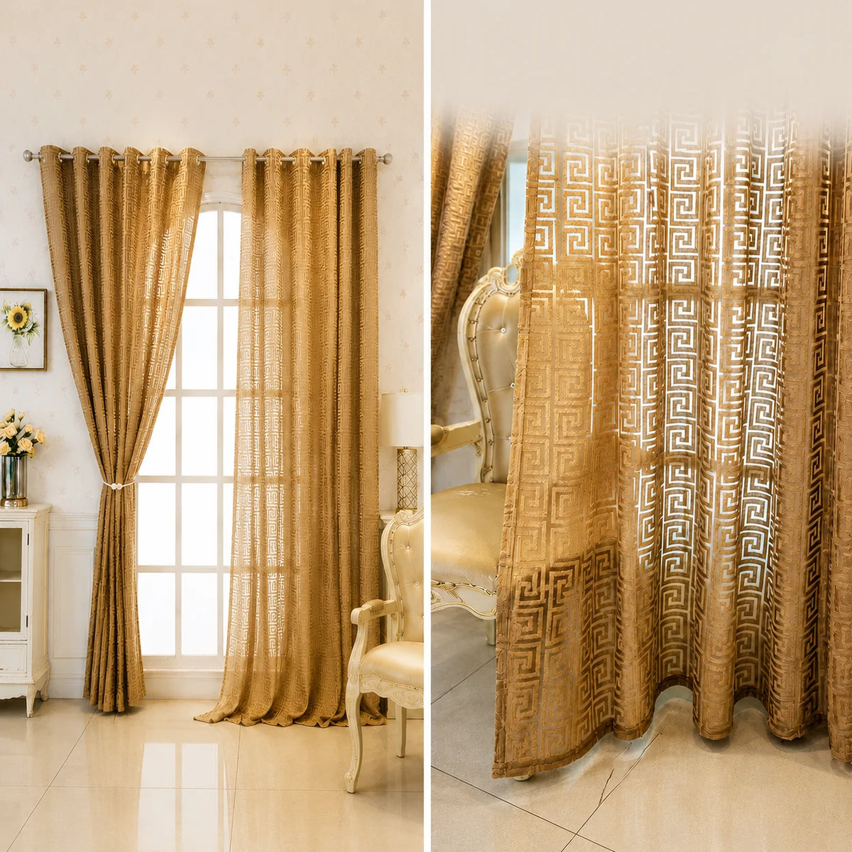 1 Or 2 Panel Embroidered Hollow Out Curtain, Sheer, for Bedroom Living Room, 2 Sizes.....