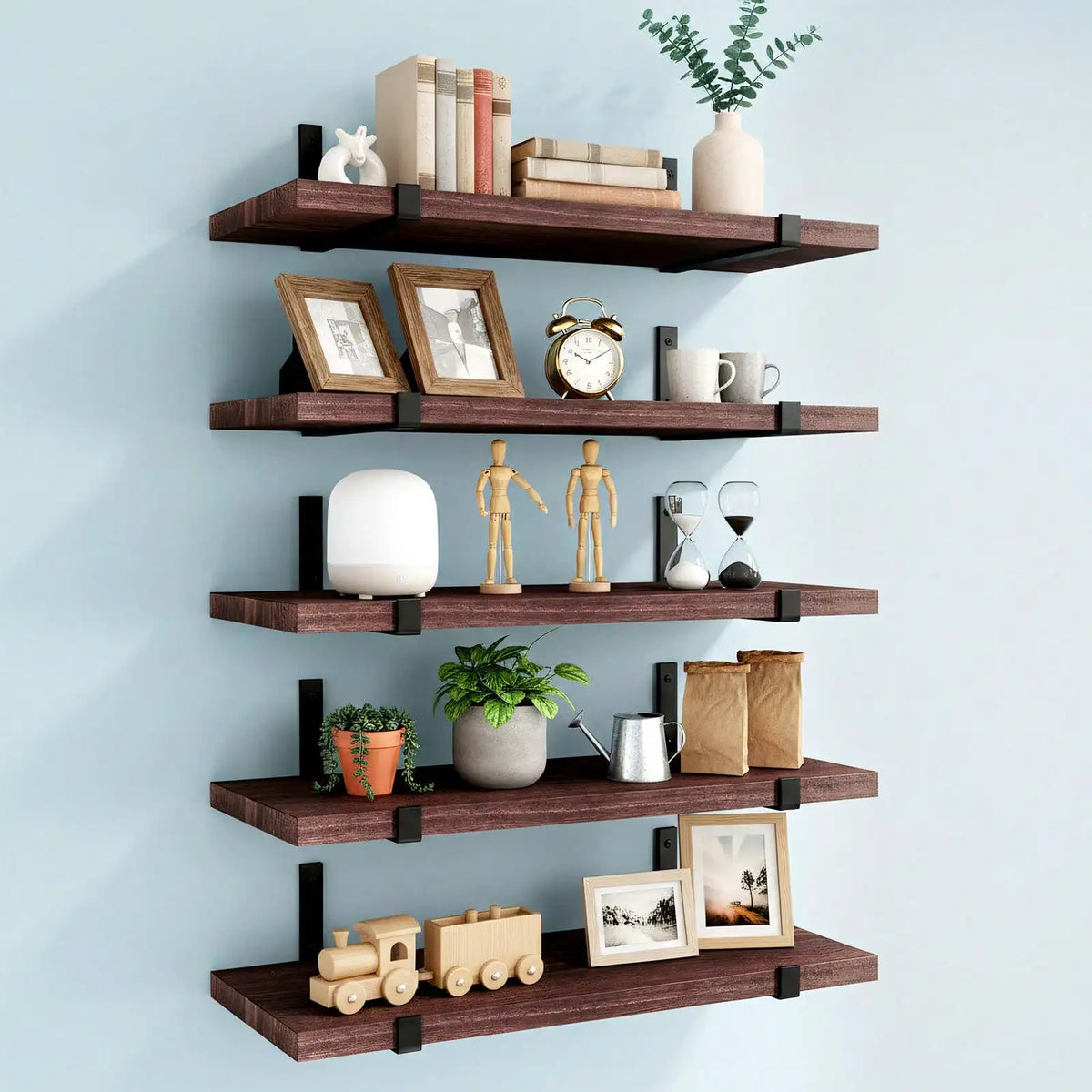 5/10Pcs Floating Shelves, 4.7 In Wide 16 Long with Invisible Brackets, Rustic Wood .......