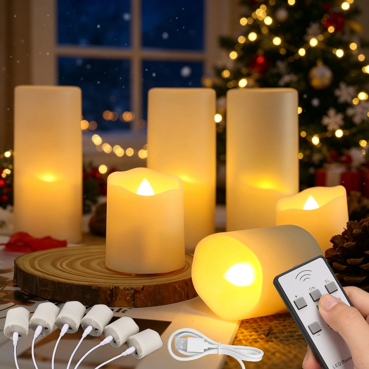 12 Rechargeable Led Candles Timer Remote LED Light Flameless.....