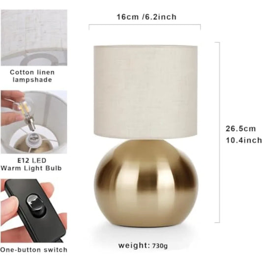 Modern Small Table Lamp Set of 2 with One-Button Inline Switch 10.4 Inches...