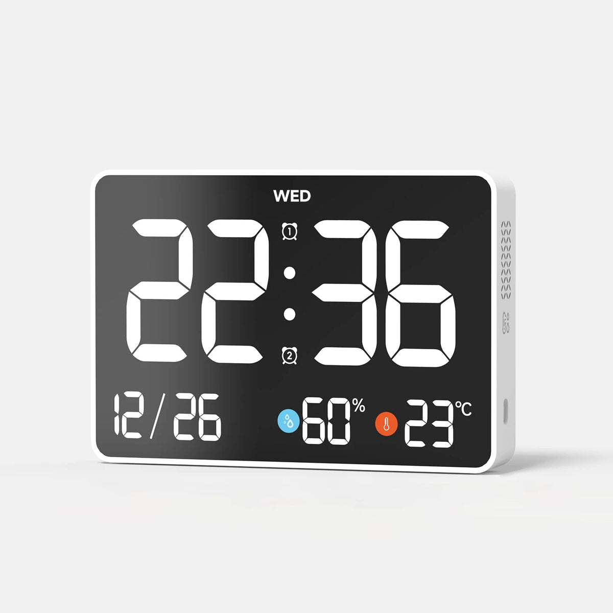 11 Inch LED Digital Alarm Clock with Date, Day, Temperature, Humidity, Dual Alarm, Wall Mount Tabletop, USB Chargeable, 2 Colors......