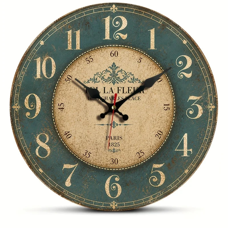 Wooden Vintage Green Café-patterned Wall Clock.....