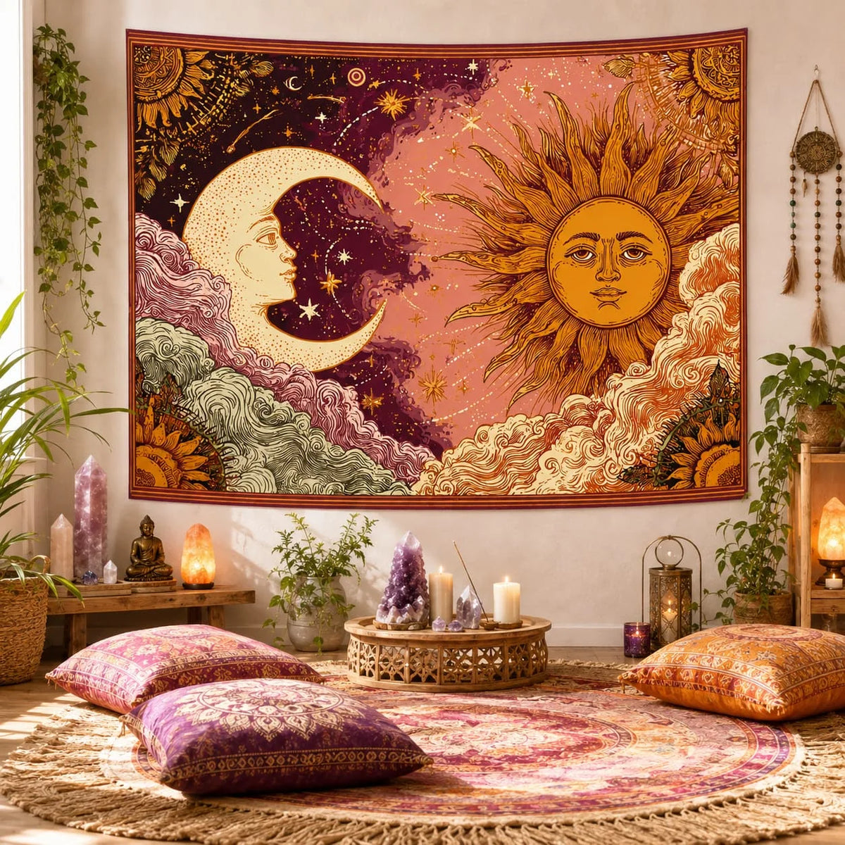 Sun and Moon Tapestry, Wall Hanging Wall Art, 7 Sizes.....