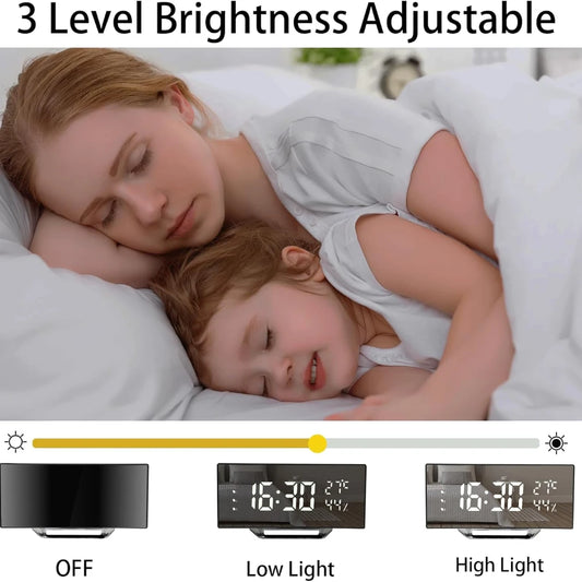 Alarm Clock With 6-inch Curved Large LED screen, temperature and humidity display, 4 Colors....