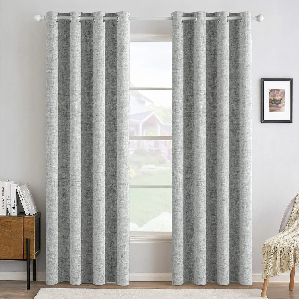 5 colors, 4pcs Set of Blackout Textured Curtains for Bedroom, 5 Sizes, Soft Fabric Window Curtains, Grommet Top Design
