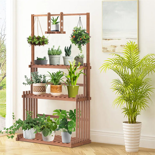 Heavy Duty Hanging Plant Stand Multiple Wood Flower Planter