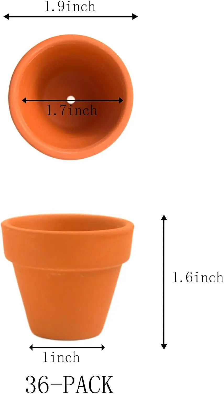 36 Mini 2" Clay Flower Pots with Drainage Holes ....