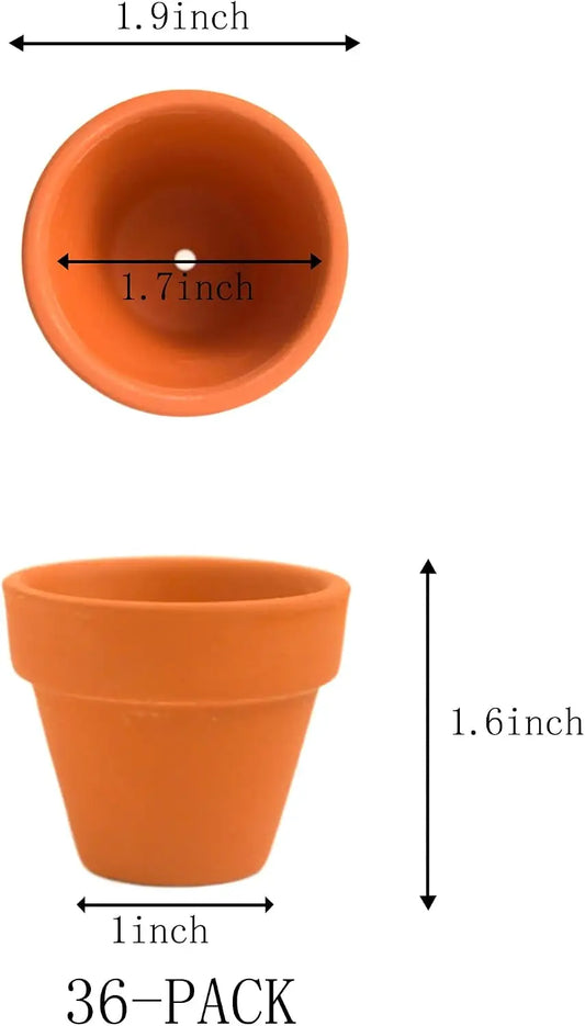 36 Mini 2" Clay Flower Pots with Drainage Holes ....