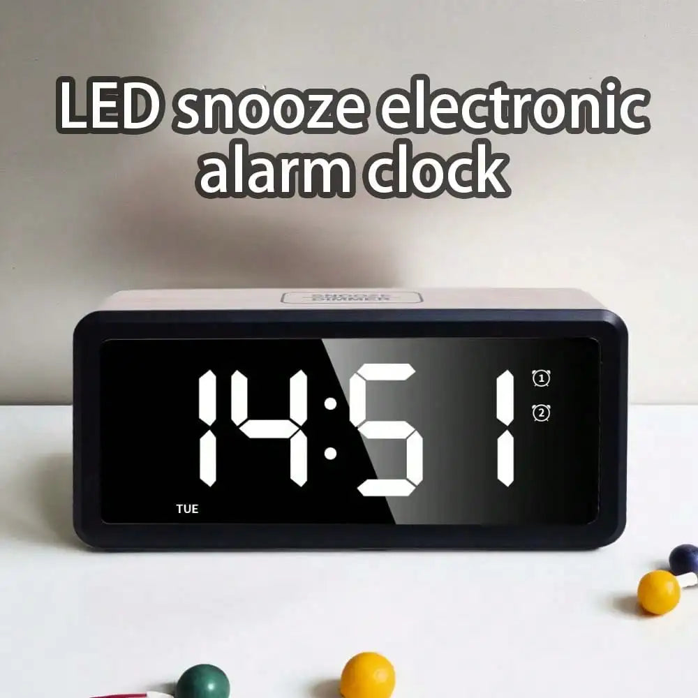 Wooden alarm clock, large LED display screen, 12/24-hour, 4 Colors....