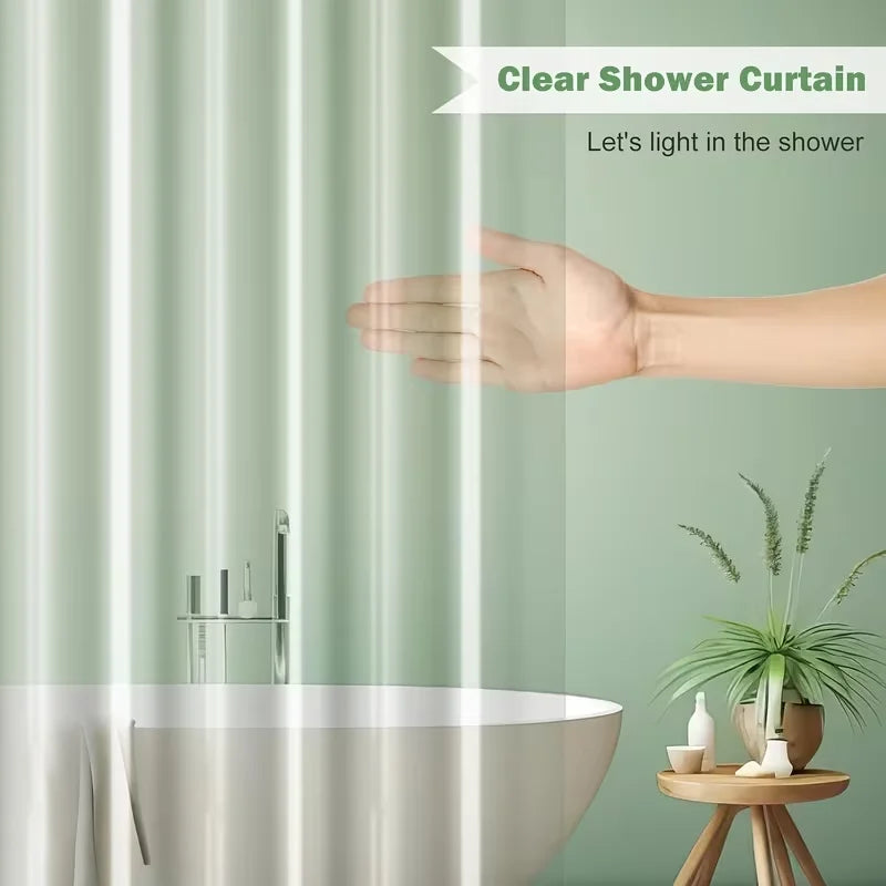 Clear Shower Curtain Liner 72 X 72 Inch, Waterproof Mold‑Resistant Plastic Shower Curtain Inner Liner with 12 Hooks.....