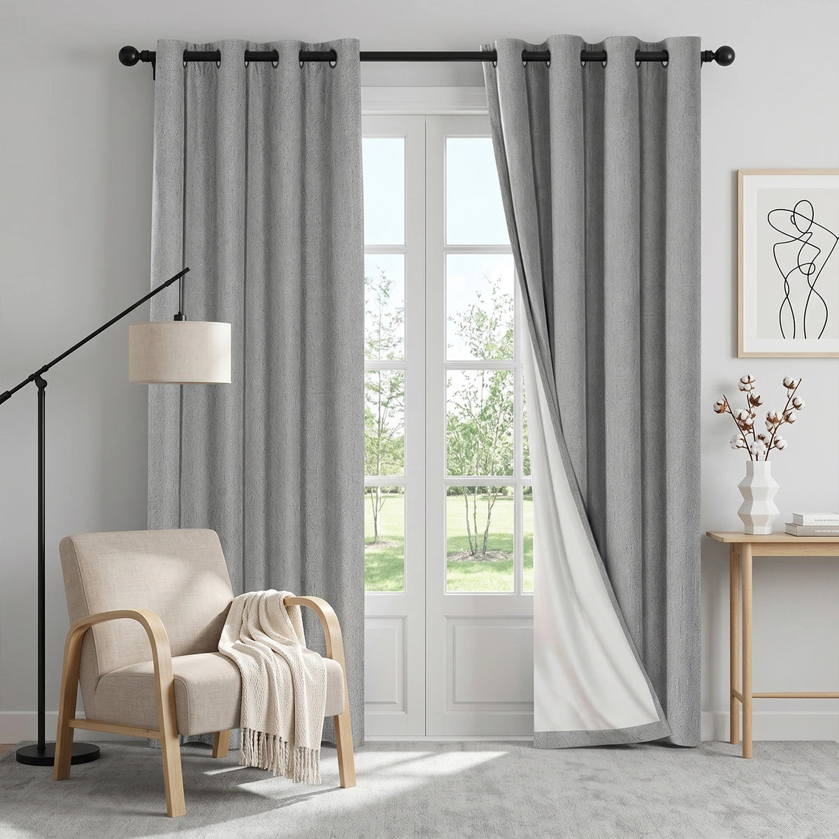 4 Colors, 2pcs Blackout Curtains, Grommet Top ,4 Sizes, Noise Reduction, for Bedrooms, Living Rooms, Dining Rooms