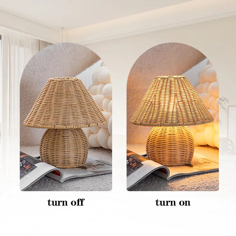 Bamboo Woven Table Lamps USB Plug