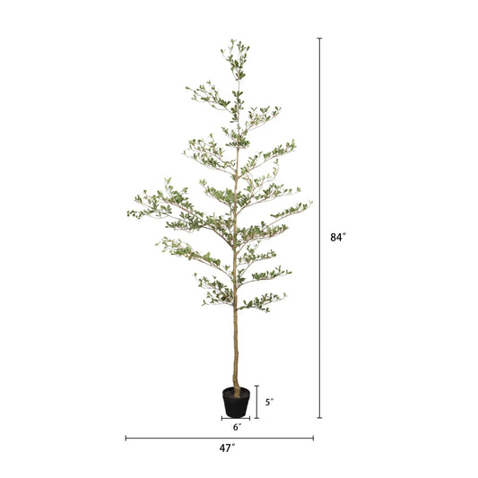 Artificial Black Olive Tree with Black Plastic Pot, Realistic Tall Indoor