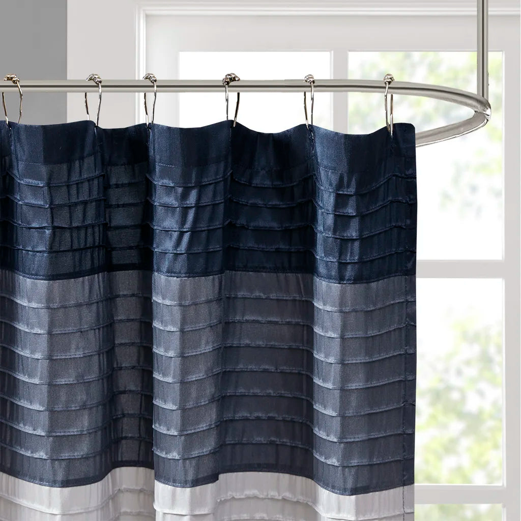 Faux Silk Shower Curtain Waterproof With 12 Hook Grommet, Washable Machine Dry