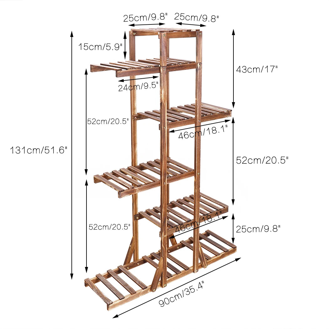 6 Tiered Wooden Flower Planter Pot Stand for Indoor Outdoor....