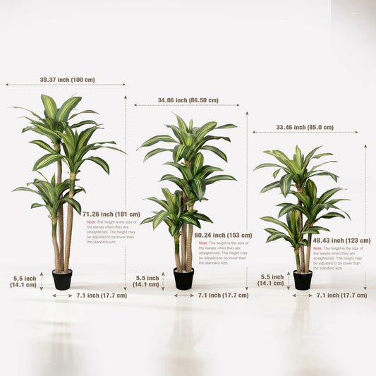 4ft/5ft/6ft Artificial Dracaena Tree in Pot - Realistic Tropical Plant with Easy Assembly,