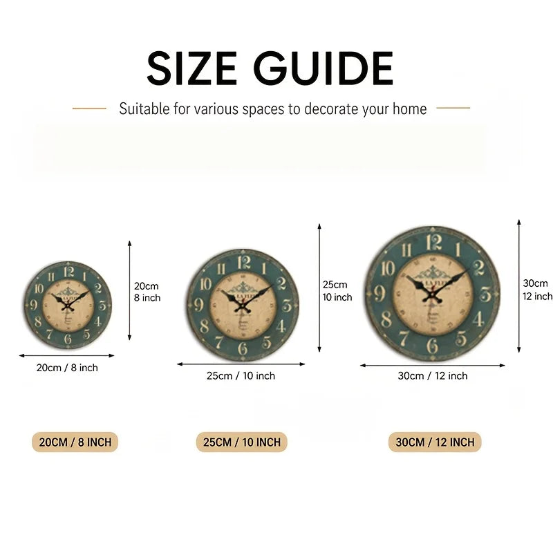 Wooden Vintage Green Café-patterned Wall Clock.....