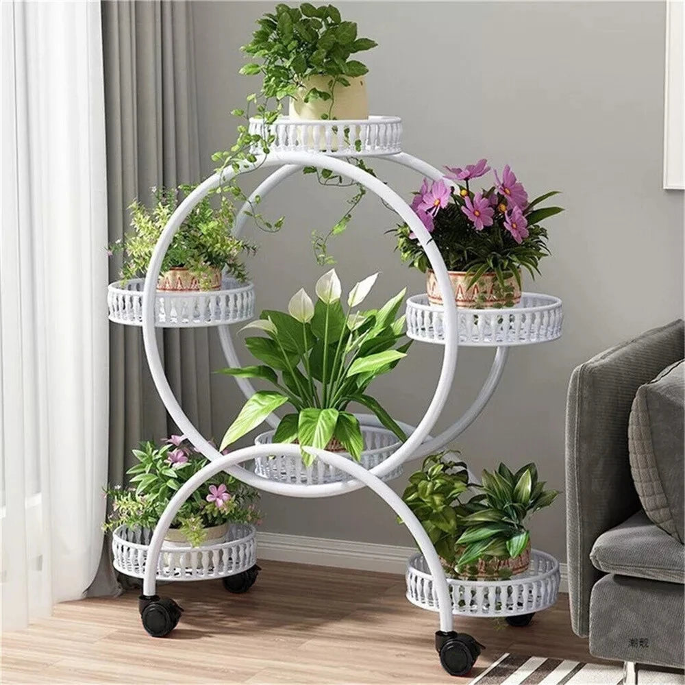 6 Tier Metal Plant Stand With Wheels...